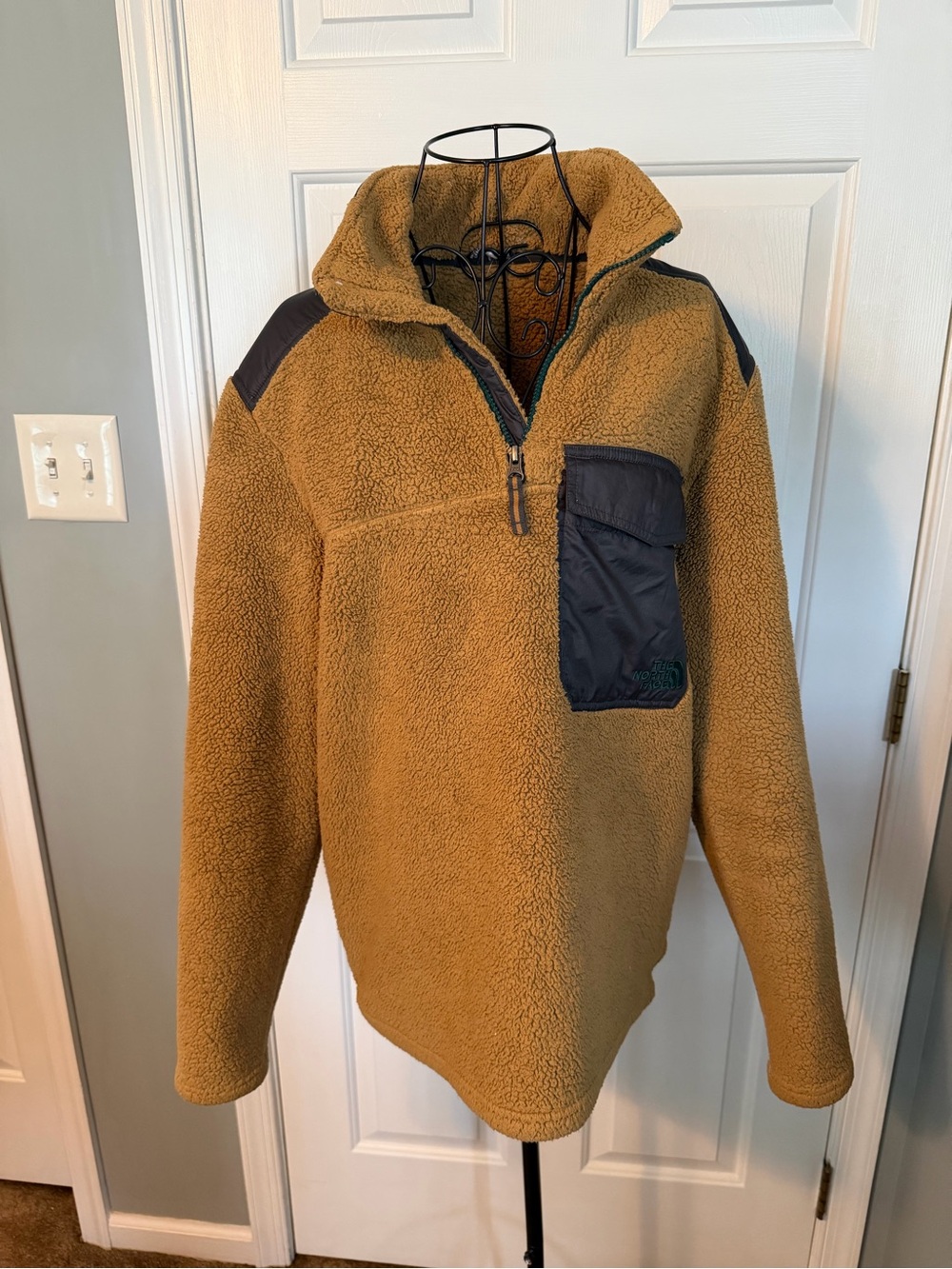 The North Face Camel/Tan Fleece Pullover with Black Pocket
